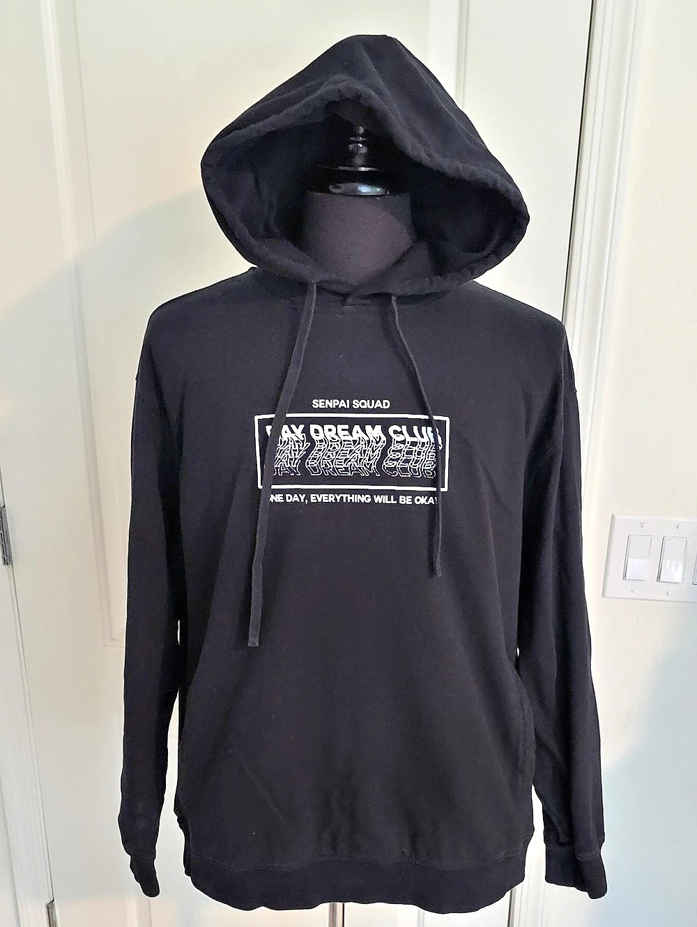 Senpai Squad Day Dream Club Hoodie Black & White 2XL